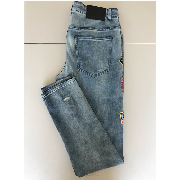 Young & Reckless // Men’s Acid Wash Patchwork Jeans - Picture 2 of 4